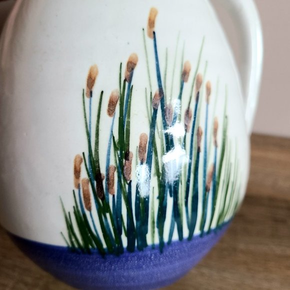 1981 hand made  hand painted ceramic pitcher with goose. Signed by John Herbon - Picture 9 of 9